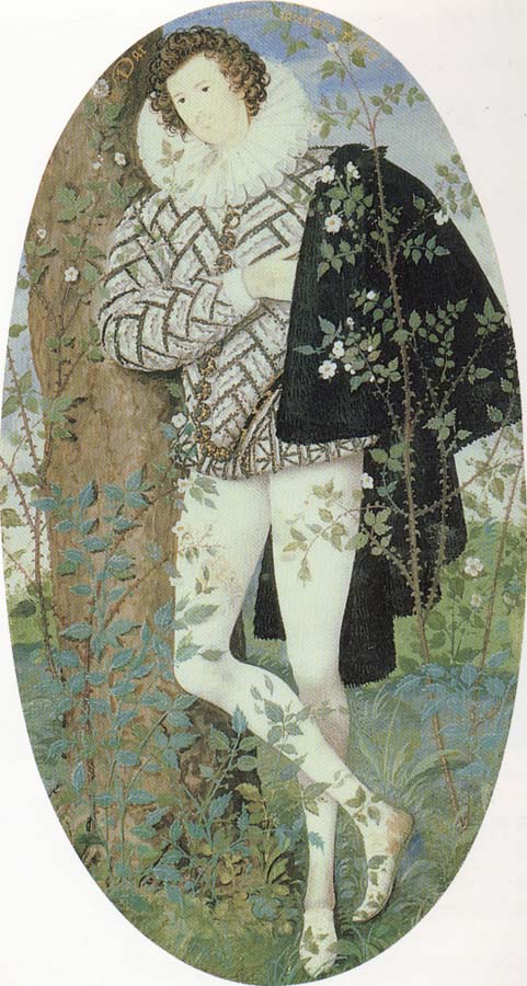 Nicholas Hilliard A Youth Leaning Against a Tree Among Roses